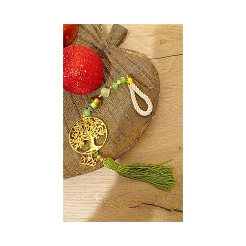 Handmade 2026 hanging charm with metal tree of life in gold color