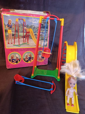 Vintage Barbie & Shelly Giggles 'n Swing 1998 Mattel playset like new with box and doll gift