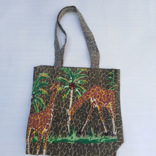 Tote bag shoulder fabric with giraffe print new