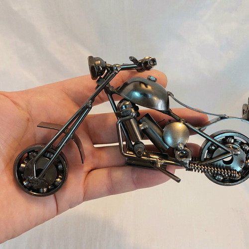 Metal sculpture motorcycle new 17 x 10 cm