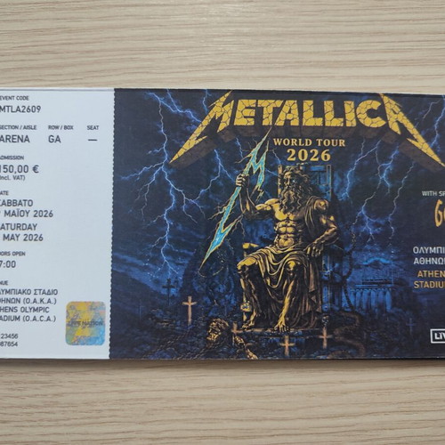 Metallica Hard Copy Athens 09.05.2026, 2 Pieces New