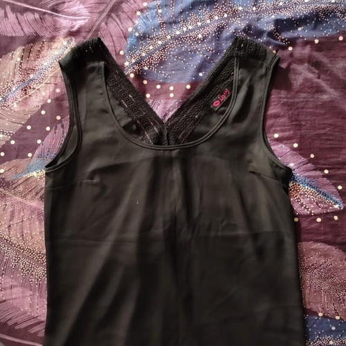Lipsy black top with lace back used, size M