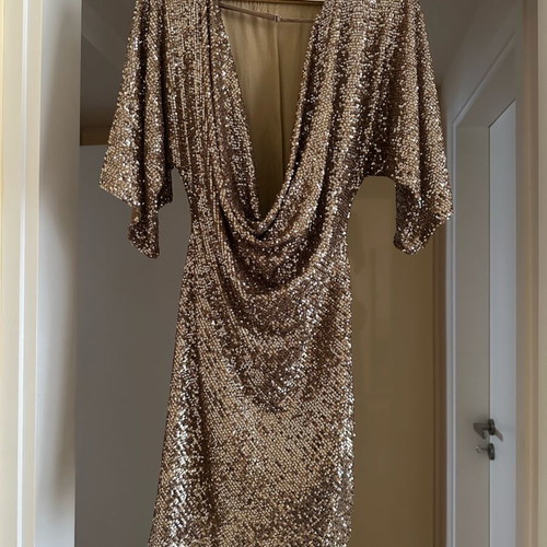 zara gold sequin mini dress with cowl… gold mini dress