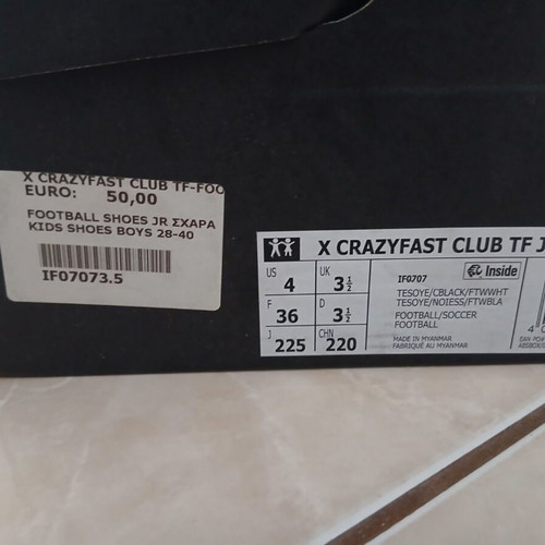 Adidas football shoes, yellow, sizes 35-36