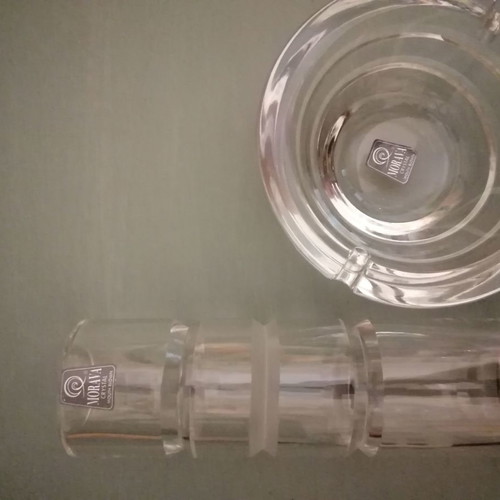 Morava crystal mouth blown vase and ashtray new