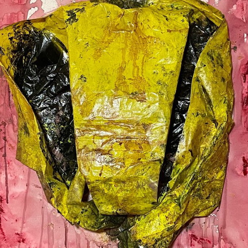 Original acrylic painting with solid elements, contemporary art