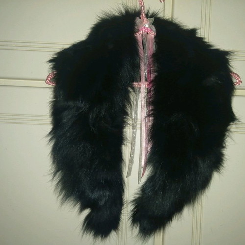 Mink fur bolero in black with 2 fur collars gift