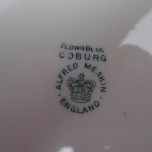 Alfred Meakin porcelain serving platter used, antique Flown Blue