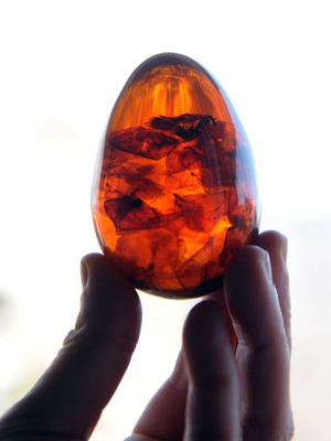 Διακοσμητικό αυγό σαν καινούργιο 8 εκ. με βάση πορτοκαλί