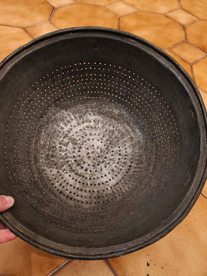 Copper colander used, traditional, year 1900