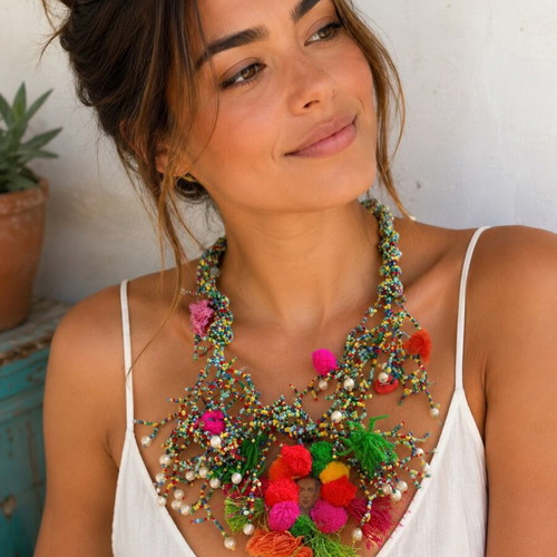 Viva La Frida handmade necklace Frida Italy Positano Antica Sartoria like new, multicolor