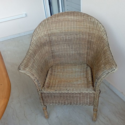 Bamboo armchairs used, set of 2 with cushions