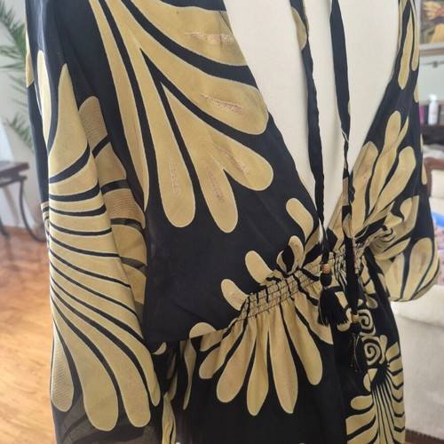 Celestino dress kaftan style black and dark gold like new, onesize