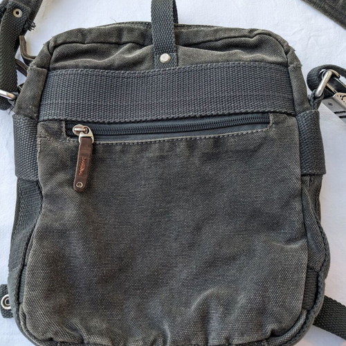 Frederic shoulder bags used, jean fabric, gray and green