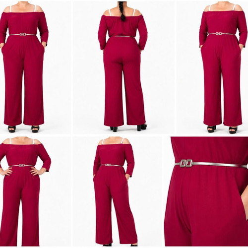 Burgundy Off Shoulder Jumpsuit like new, size 2XL-3XL