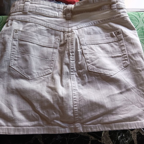 Janina denim crop top and skirt set like new, white