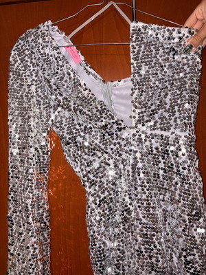 Bubblegun dress grey silver with open chest like new, size S