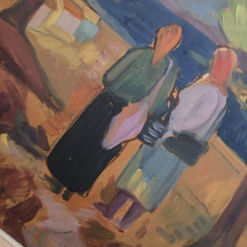 Panagis Gavrielatos oil painting like new, seaside village scene