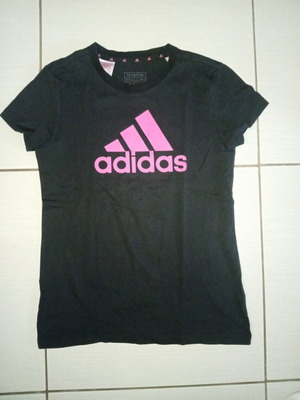 Adidas t-shirt like new for age 13-14, black and pink