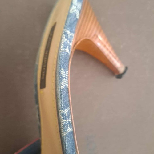 Louis Vuitton denim mule slippers size 36.5 like new with box and Dust Bag