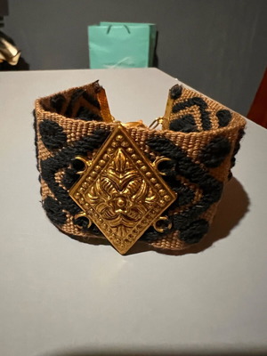 Boho bracelet with metal element new, black and brown