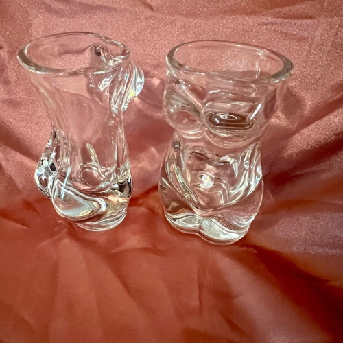 Glass shot glasses like new, set of 2, female body shape