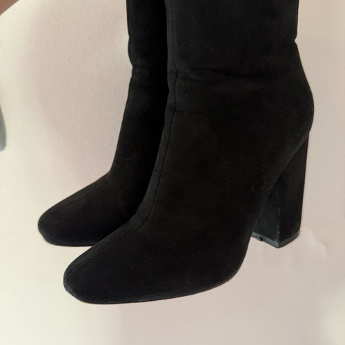 Exe black suede ankle boots used, size 36, 10 cm heel