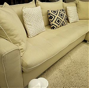 Γωνιακός καναπές σαλονιού, άριστη κατάσταση, αφαιρούμενο πλενόμενο ύφασμα σε όλο τον καναπέ
