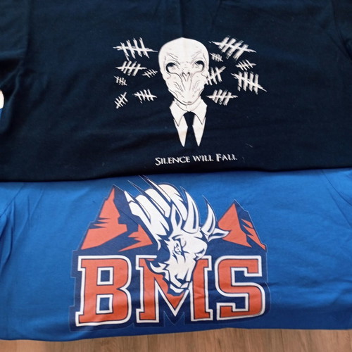 Two printed t-shirts, size XXL, black and blue