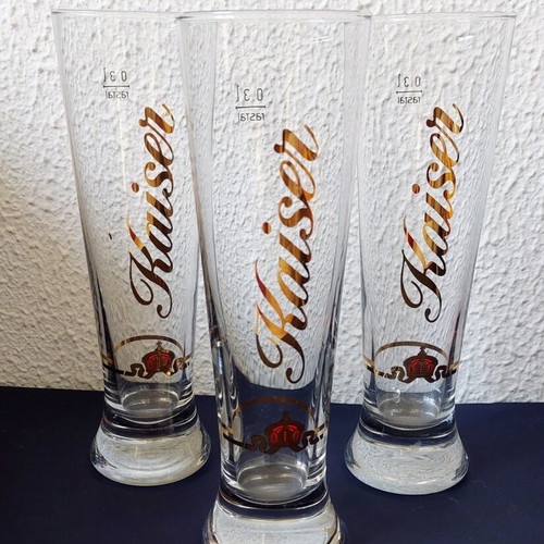 Kaiser collectible glass beer mugs set of 3, 0.3L