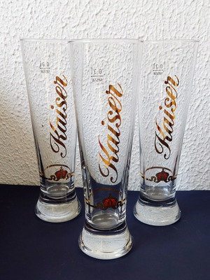 Συλλεκτικά γυάλινα ποτήρια μπύρας Kaiser, σετ 3, 0,3 λίτρα