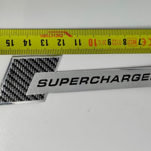 Supercharged Aluminum 3D Car Emblem like new, carbon look