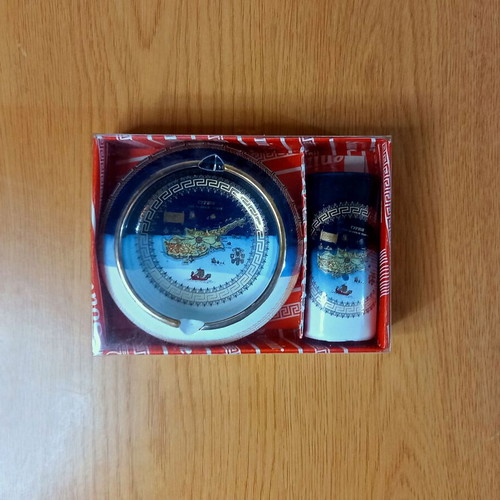 Vintage Cyprus souvenir set with 24K gold, unused