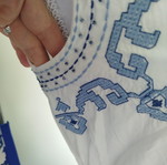 Zara βαμβακερό φόρεμα με μπλε κέντημα, ελληνικό στυλ, XS