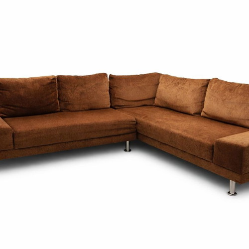 Corner sofa with pouf like new, brown color