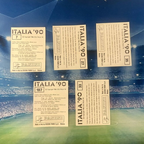 Panini Italia World Cup 1990 stickers used, set of 5
