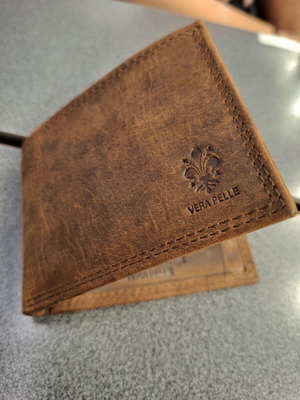 Leather wallet new, brown, made in Italy