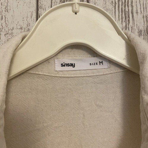 Sinsay Beige Linen Shirt Dress S-M like new with broderie anglaise hem