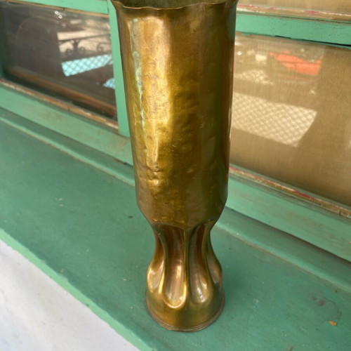 Brass collectible shell vase used, 1940s