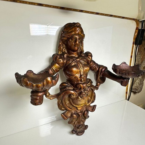 Metal wall candle holder baroque style used