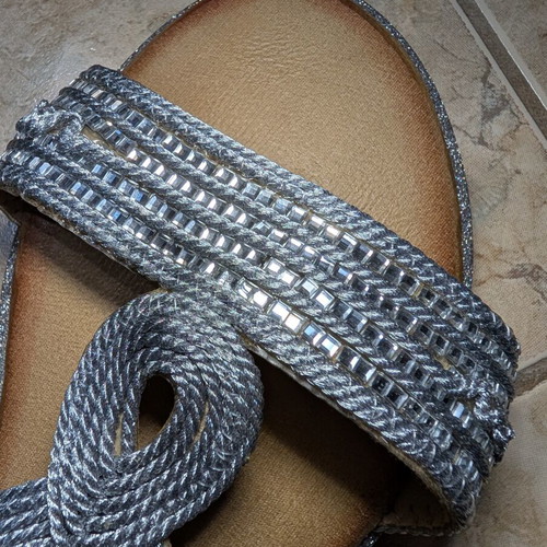 Silver flat sandals with rhinestones size 38 new