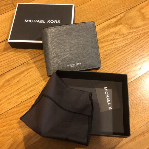 Michael Kors men's leather wallet gray new