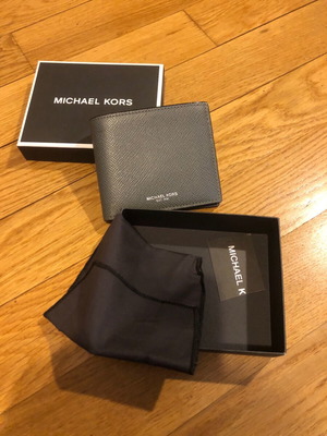 Michael Kors men's leather wallet gray new