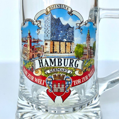 German Hamburg Beer Glass Mugs 0.5 Liter New Set of 2