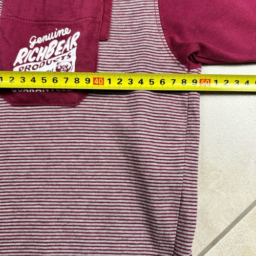 Richbear Polo Shirt Large Maroon White Striped vintage effect like new