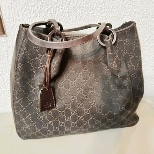 Gucci shoulder bag used canvas and leather with wallet