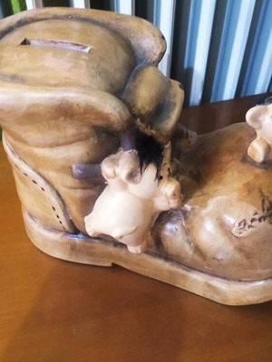 Vintage Ceramic Decorative Shoe Coin Bank New