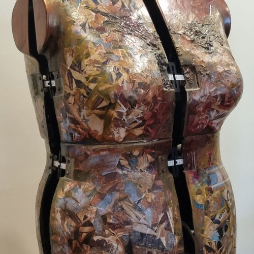 Adjustable Sewing Mannequin with Decorative Collage Coating and LED Light