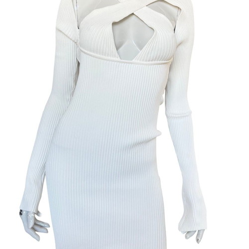 David Koma Chest Twist Knitted Mini Dress white size M new with tags