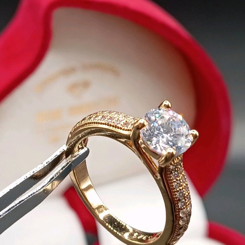 Set of solitaire ring and wedding band plated new with zircon